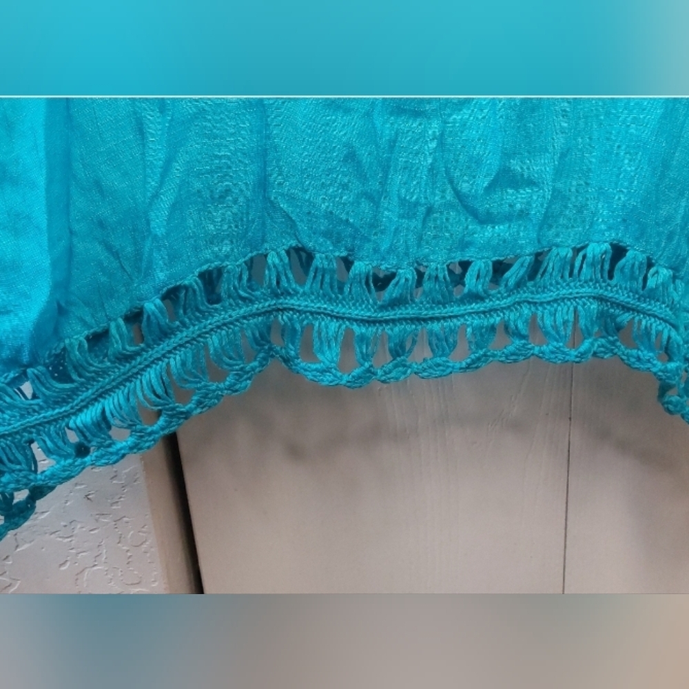 Swimsuit Coverup Batwing Sleeves Crochet Lace Edging Resort Vacay Beach Vacation - Picture 7 of 10